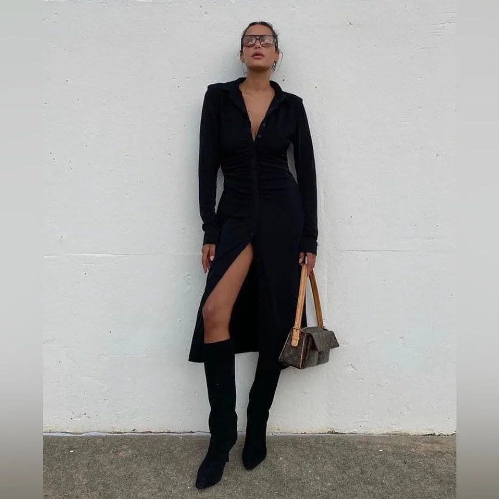 WITH JÉAN Stevie Midi Dress - Black_4